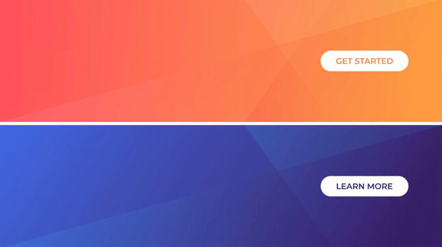A modern website header with a gradient background and two call-to-action buttons
