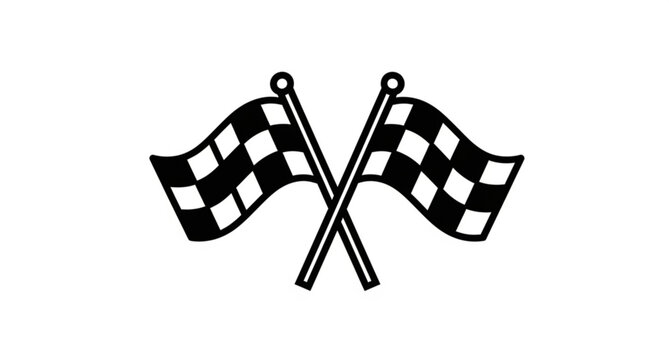Crossed checkered flags icon race finish symbol vector design isolated on white background