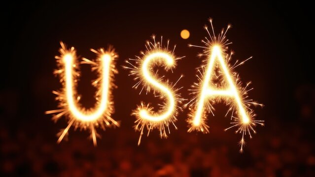 sparkler writes usa in night sky