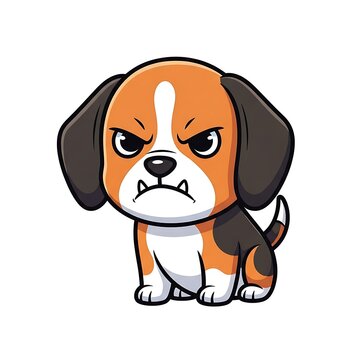 Angry Beagle Cartoon Dog Expression.