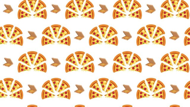 Pizza Boxes and Sliced Pizza Seamless Pattern Background, Italian food and delivery concept.
