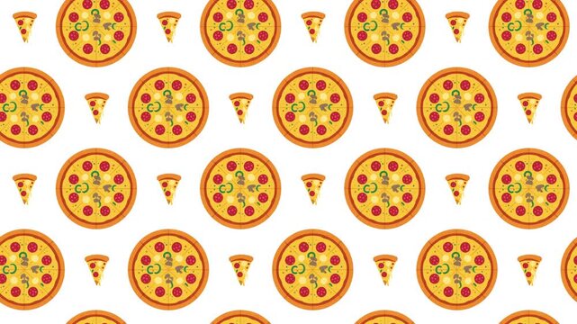 Pepperoni Pizza and Cheesy Slices Seamless Pattern Background, fast food and dinner concept.