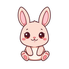 Fototapeta premium Kawaii Rabbit Mascot Cute Chibi Bunny Character
