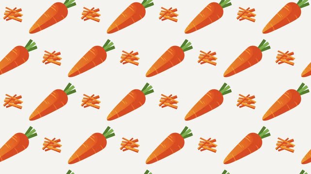 Whole Carrots and Carrot Sticks Seamless Pattern Background, healthy vegetable and snack concept.