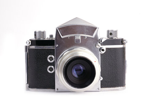 Vintage film camera isolated on white background