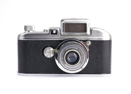 Vintage film camera isolated on white background