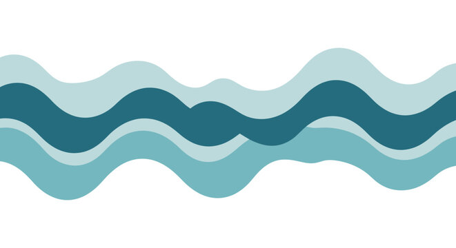 Abstract flowing dynamic wave pattern illustration in harmonious shades of blue and teal, creating a rhythmic design perfect for modern backgrounds and visual aesthetics