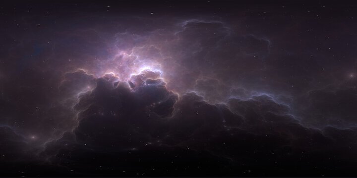360-degree full-sphere panoramic space background with nebula and stars. It was neither partly nor fully created with generative AI.