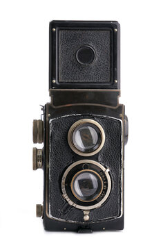 Vintage film camera isolated on white background