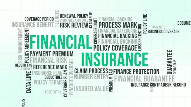 Minimal Financial Insurance Word Cloud Animation Shameless Loop. Financial Kinetic Typography Soft Theme