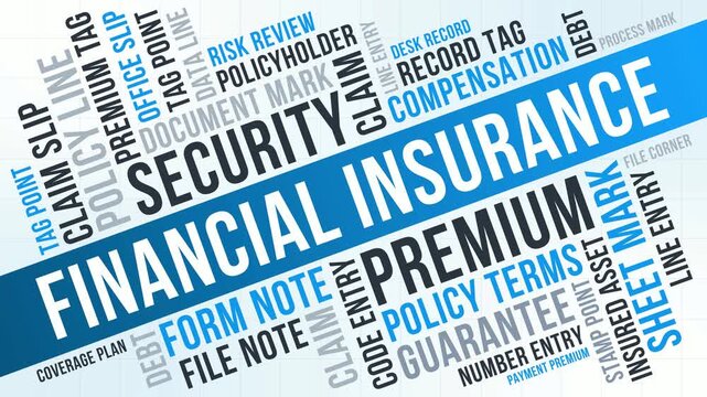 Diagonal Financial Insurance Word Cloud Animation Shameless Loop. Financial Kinetic Typography Bold Blue Theme