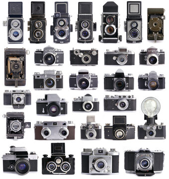 Vintage film camera isolated on white background
