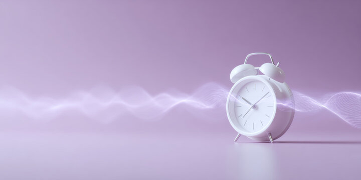 White alarm clock with sound wave