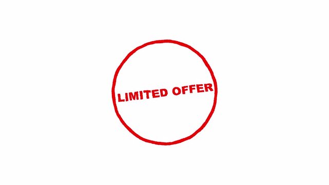Limited offer rubber stamp animation on a transparent background, Limited offer stamp effect animation
