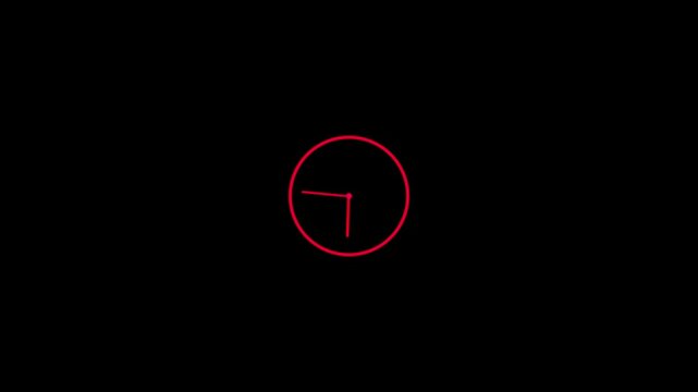 Clock spinning, watch animation on transparent background with alpha channel. Clock icon flat style 24 hours day and night fast speed with moving timer clock rotation.