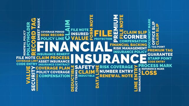 Bold Financial Insurance Word Cloud Animation Shameless Loop. Financial Kinetic Typography Modern Theme