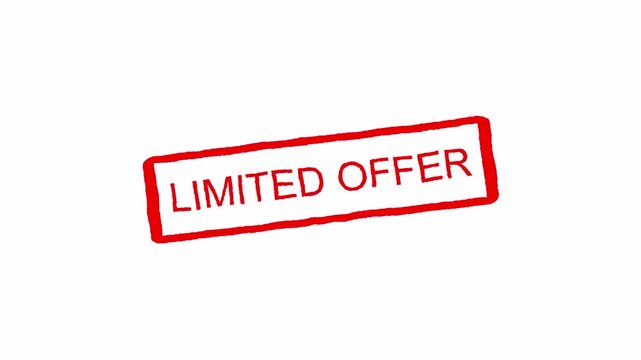 Limited offer rubber stamp animation on a transparent background, Limited offer stamp effect animation

