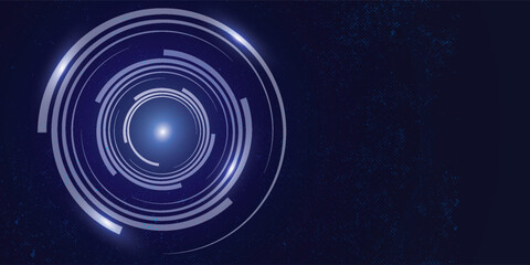 Blue abstract technology background with glowing circular digital pattern © achmad