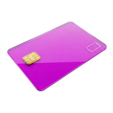 A purple credit card with a gold chip