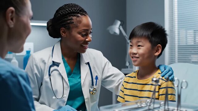 Pediatrician Explains Medical Information to a Young Patient Gently and Responsibly