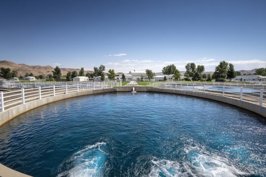 Circular sedimentation tank at a wastewater treatment plant