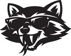 Black raccoon wearing sunglasses Vector © Thanni