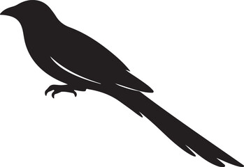 Obraz premium Black bird silhouette standing on a branch Vector