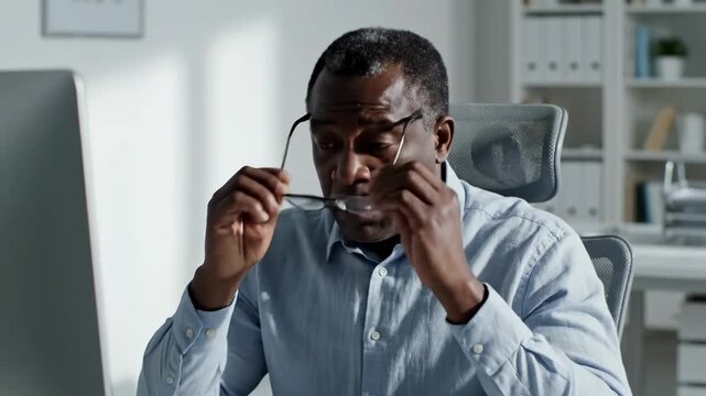 Stressed Businessman At His Desk, Dealing With Work Issues and Stressful Situations