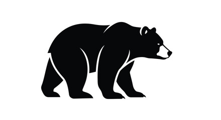 Fototapeta premium Grizzly bear walking silhouette vector illustration standing powerful forest animal graphic art.