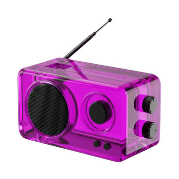 A pink radio with a black antenna and knobs