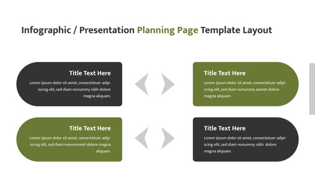 Presentation template displaying a planning process with four distinct information blocks