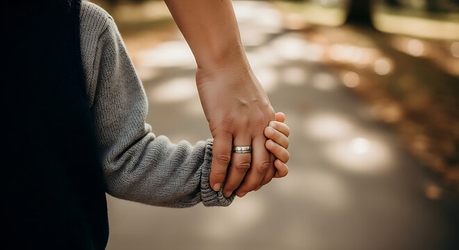 Couple holding hands, romantic relationship, love, affection, outdoor, blurred background