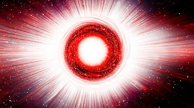 漆黒の深淵で爆発する赤色の銀河：ビッグバンや超新星を象徴する宇宙素材