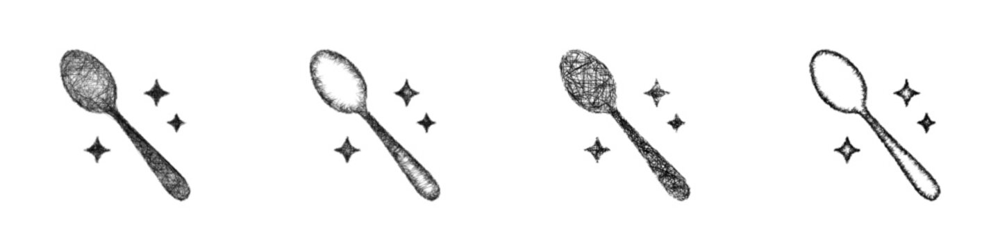 Sketch clean spoon icon design set