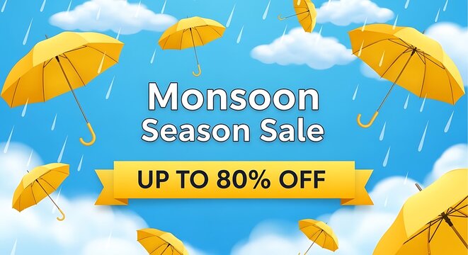Monsoon sale umbrellas illustration
