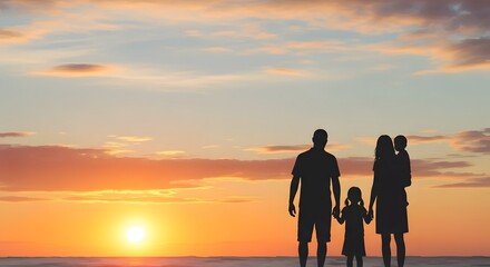 Obraz premium Heartwarming father's day sunset a family silhouette celebrating love and togetherness