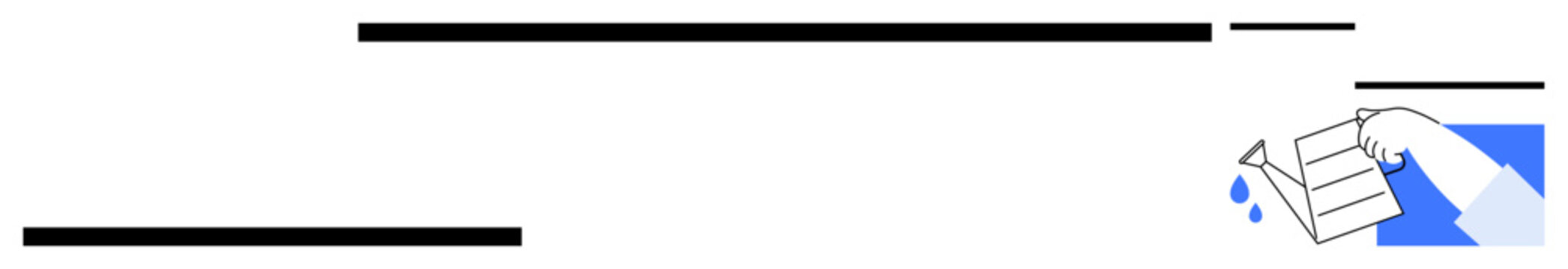 Error correction, editing, organization, writing process, clean design, improvement. Hand erasing horizontal black lines on white space with blue detail. Error correction and editing concept