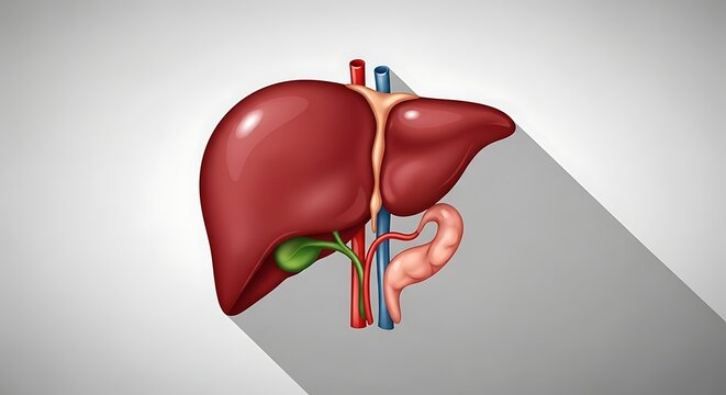 Liver anatomy with bile ducts illustration.