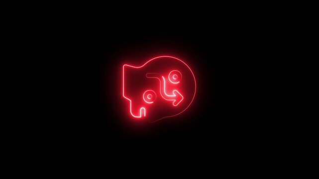 Red neon piggy bank with glowing arrow and dollar sign on black background financial concept