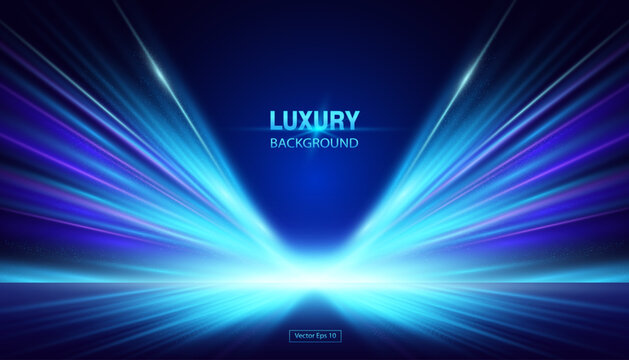 Modern Futuristic Blue Awward Backdrop Background With Blue and Purple Light Lines Effect. Elegant Design For Banner, Backdrop, Precentation.