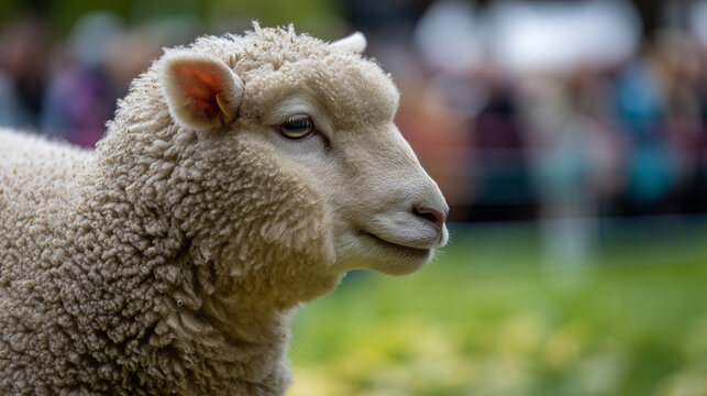 A sheep is shown at the Great Yorkshire Show outdoors