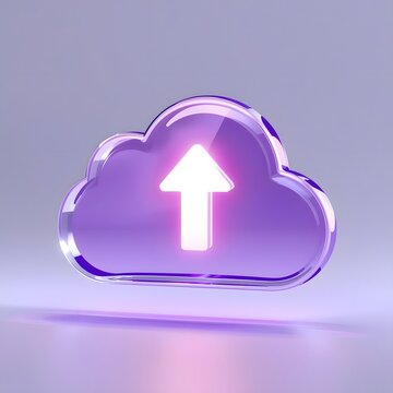 3D Purple Cloud Upload Storage Backup Data Transfer Icon