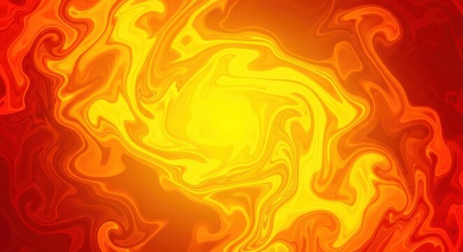Radiant swirling thermal energy patterns in warm orange-yellow gradient swirls