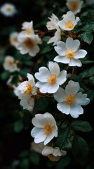 Fototapeta premium High quality photo of beautiful fresh musk rose. Rosa moschata flowers in early summer.