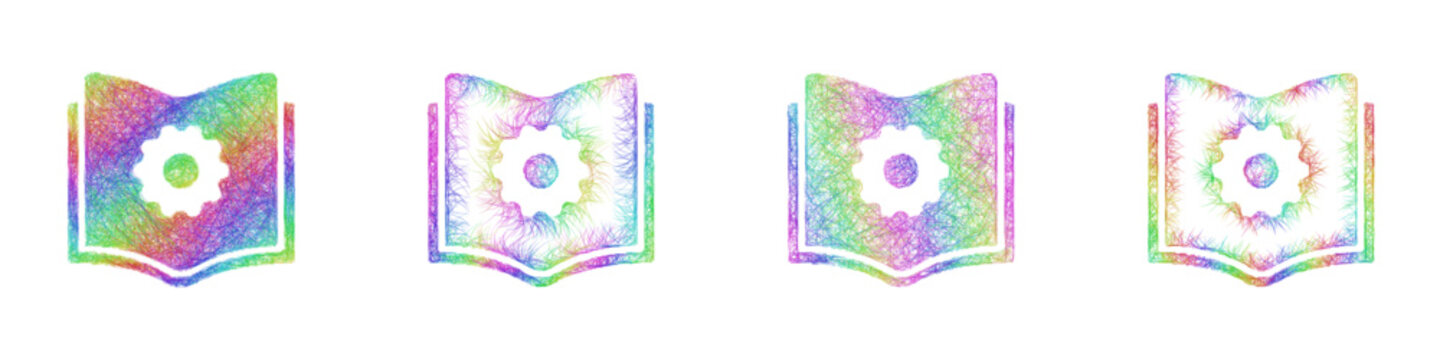 Rainbow sketch rule book icon design set