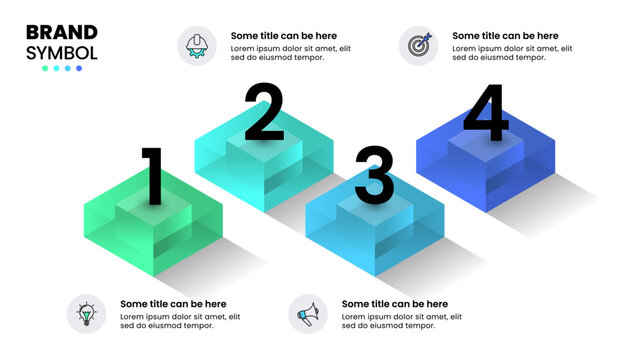 Infographic template. 4 glass squares with numbers