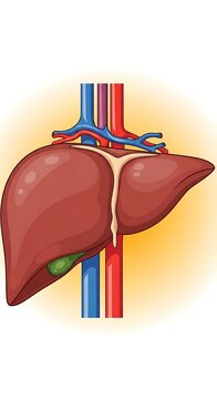 Human Liver Anatomy Medical Illustration.