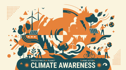 Obraz premium Climate Change Awareness Illustration for Eco-Friendly Campaigns