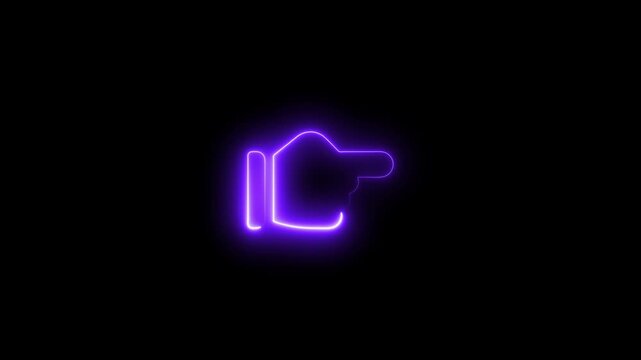 Neon Thumbs Up Glowing Purple Hand Approval Symbol on Black Background