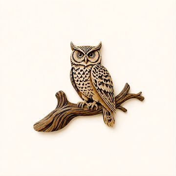 Modern papercut owl illustration with realistic shadows, multi-layered animal art, decorative wildlife silhouette.